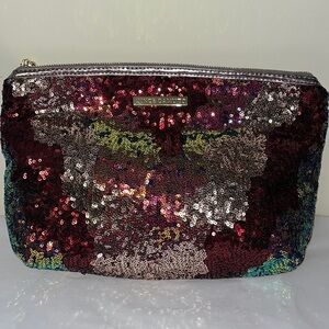 Vince Camuto, multicolor, sequin, cosmetics bag, gold hardware, new